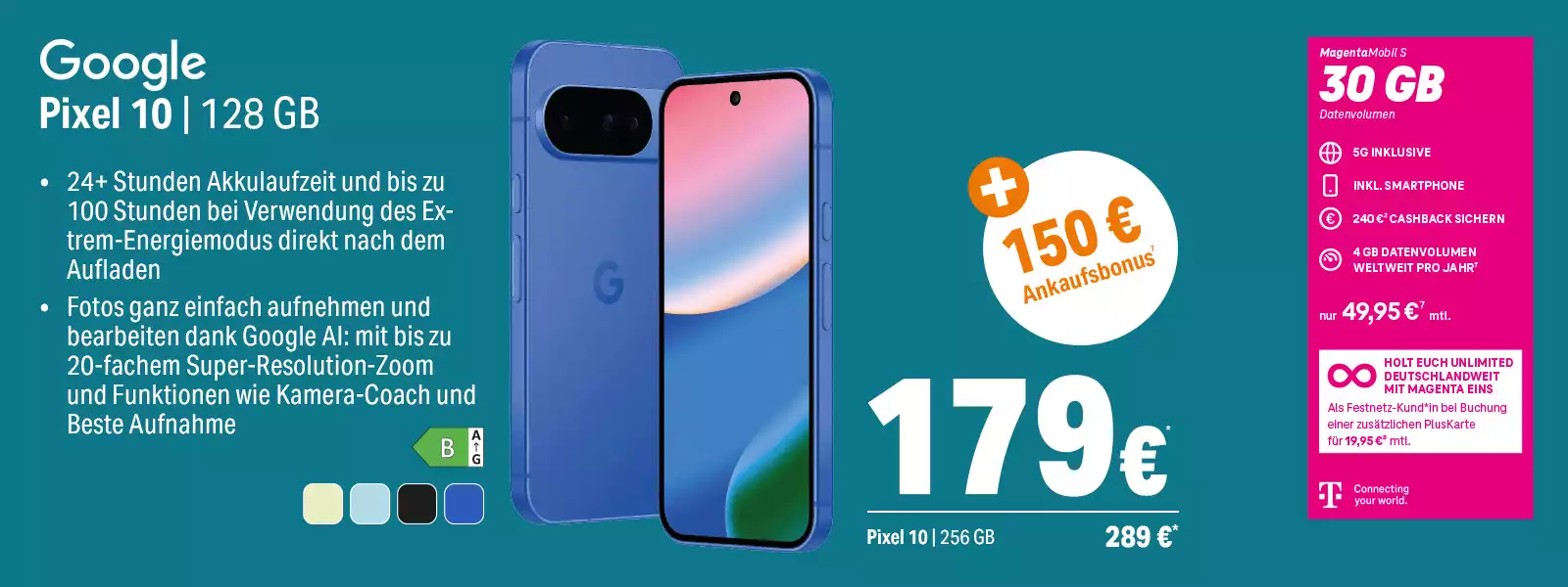 Google Pixel 10 Smartphone Angebot mit 128 GB Speicher und Tarifdetails