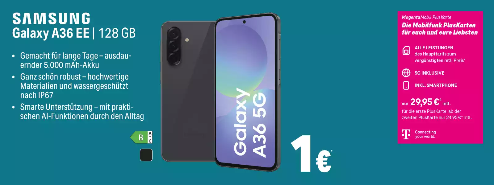 Samsung Galaxy A36 EE 128 GB Smartphone-Angebot mit PlusKarte, 5G